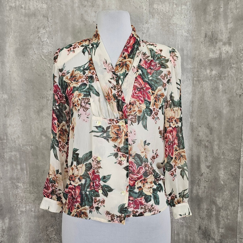 Vintage 90s Nilani Floral Sheer Blouse Romantic Cottagecore Korea Womens M - Picture 2 of 9